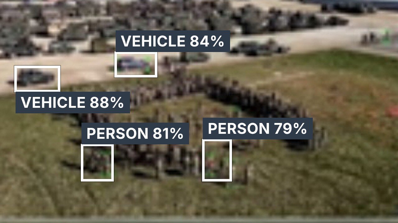 Automated DRI — vehicles and persons detected with confidence