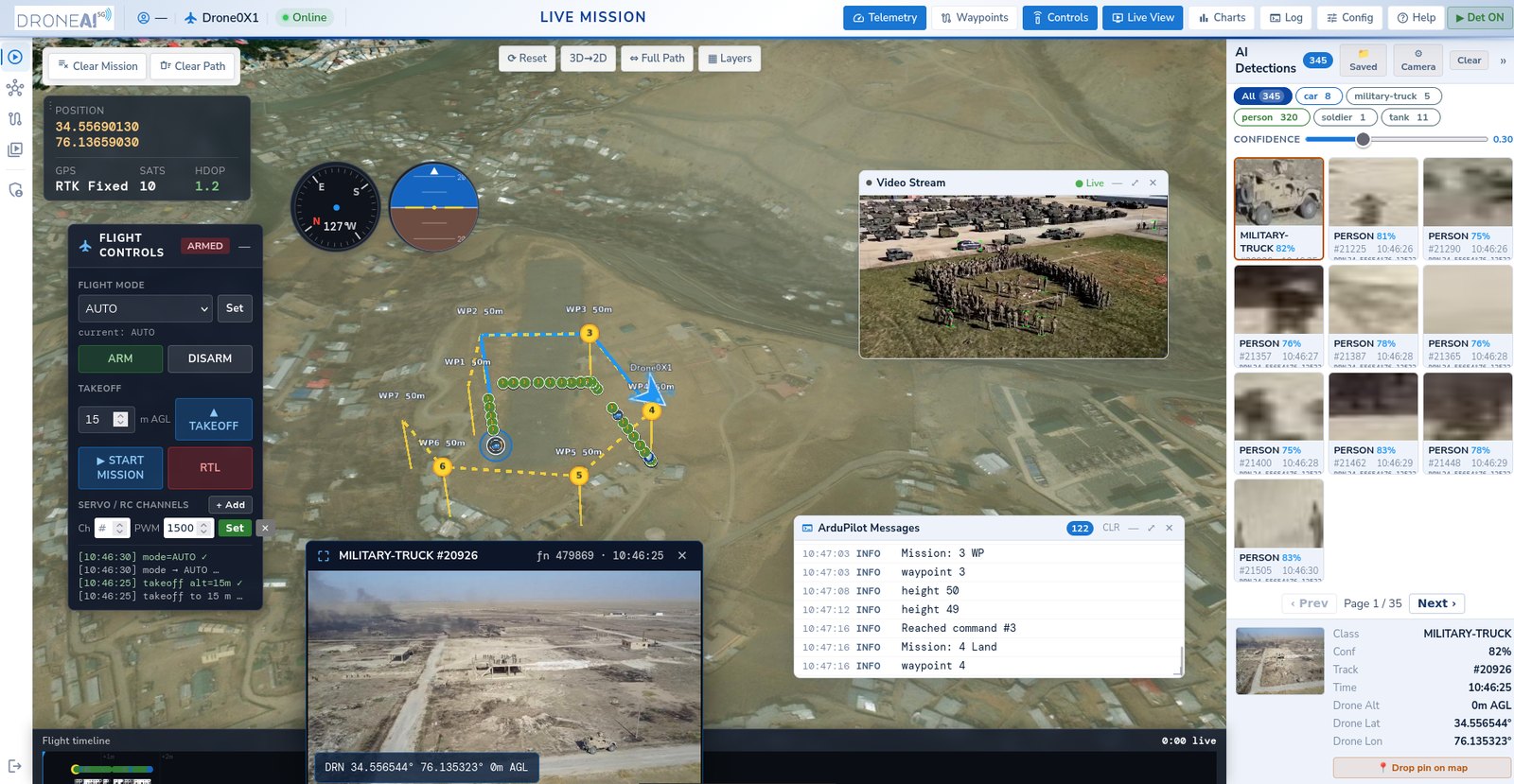DroneAI Cloud console — the selected view
