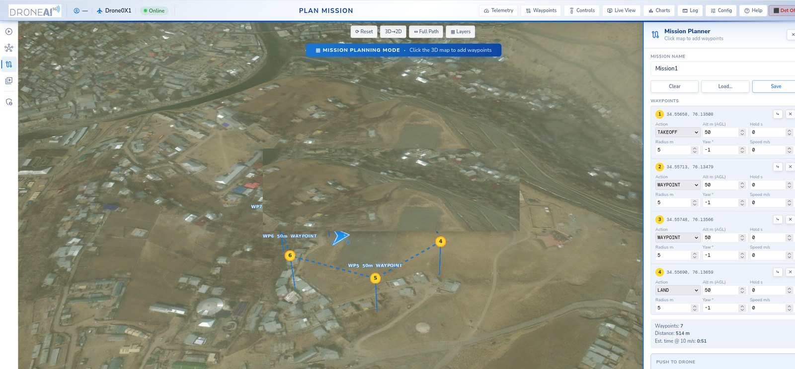 Plan Mission — 3D-map waypoint mission planner
